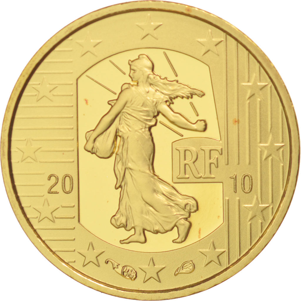 France, 5 Euro, Semeuse, 2010, MS(65-70), Gold, KM:1674