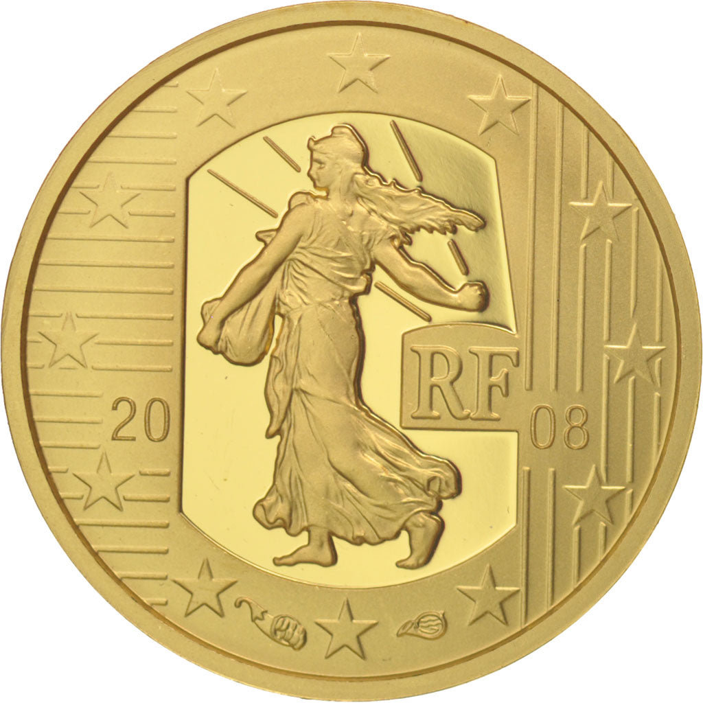 France, 5 Euro, Semeuse, 2008, MS(65-70), Gold, KM:1538
