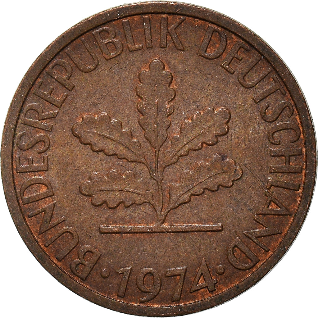 Münze, Bundesrepublik Deutschland, Pfennig, 1974