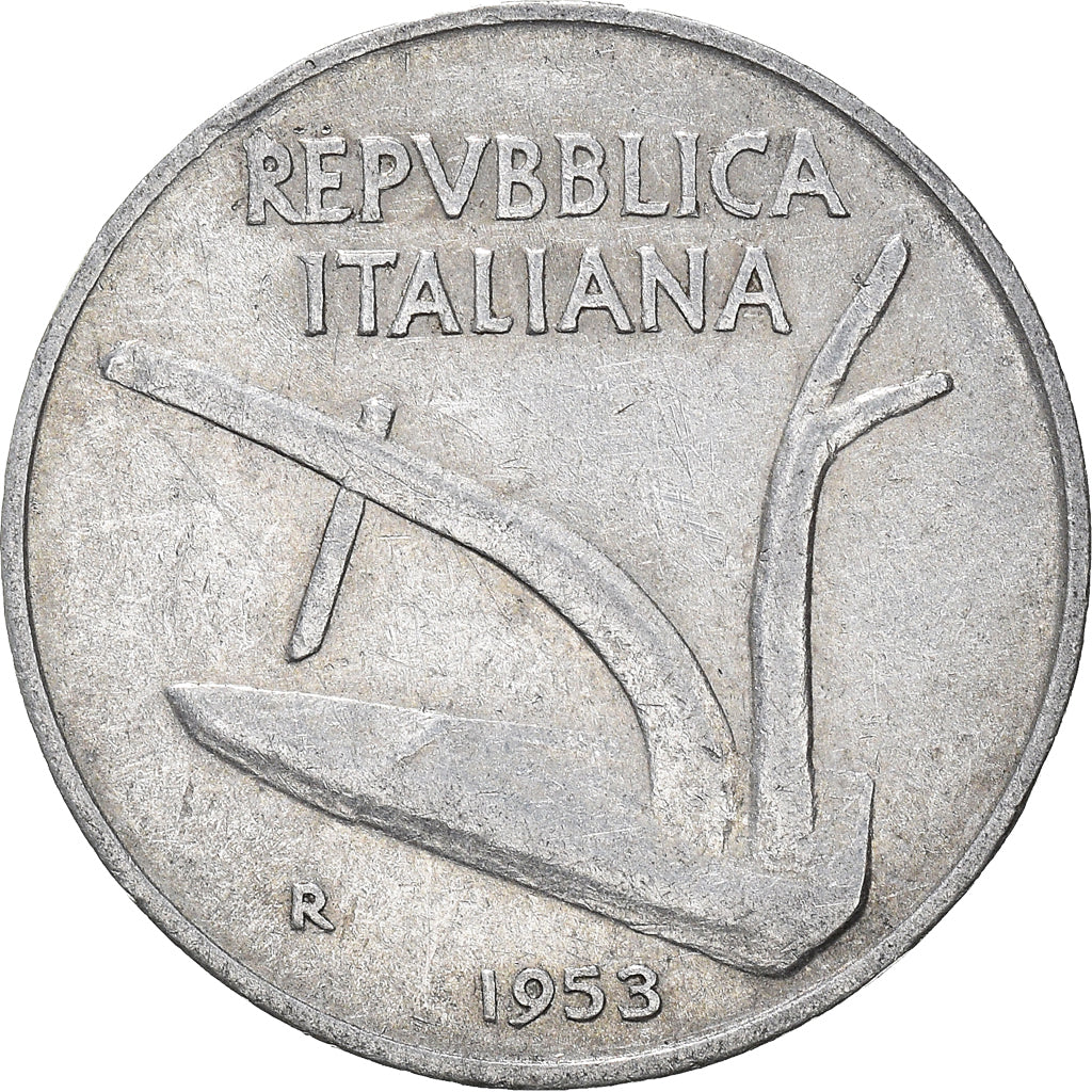 Moeda, Itália, 10 Lire, 1953