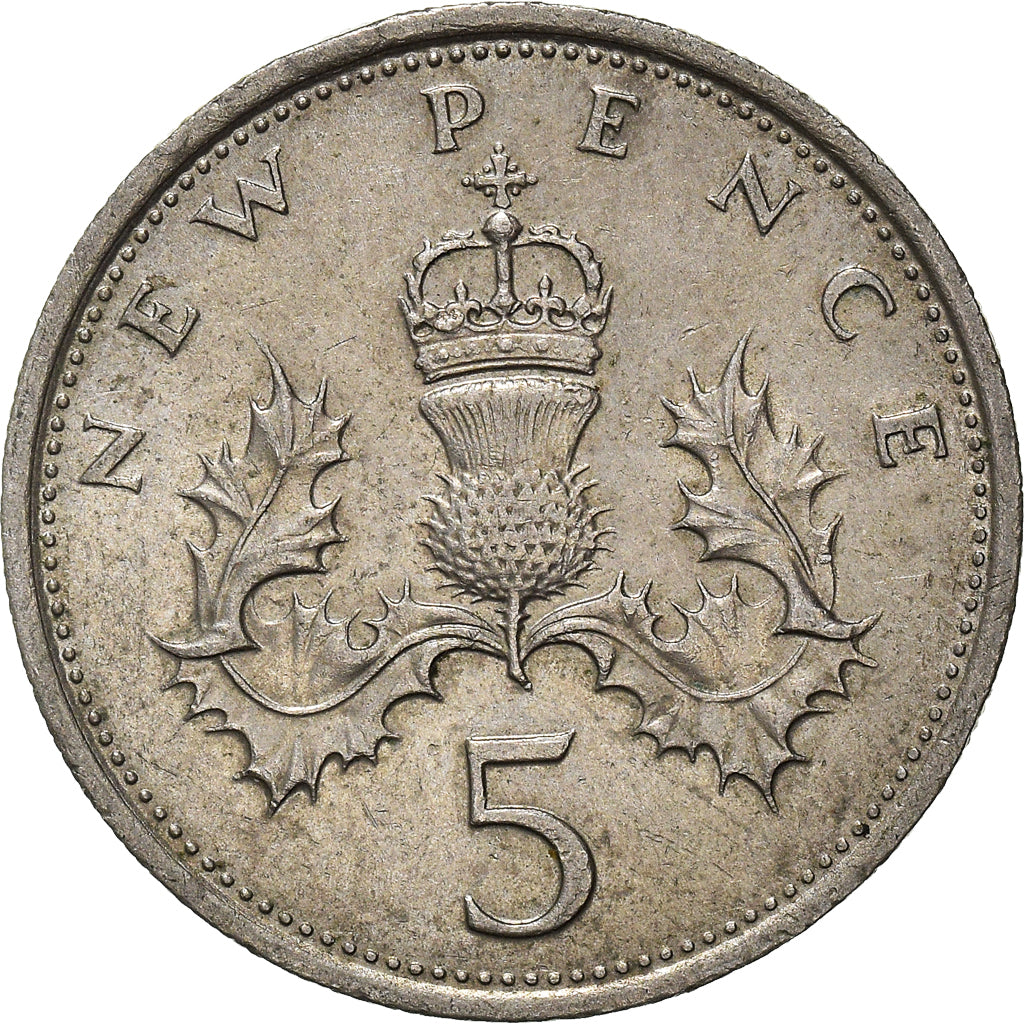 Moneda, Gran Bretaña, 5 New Pence, 1975