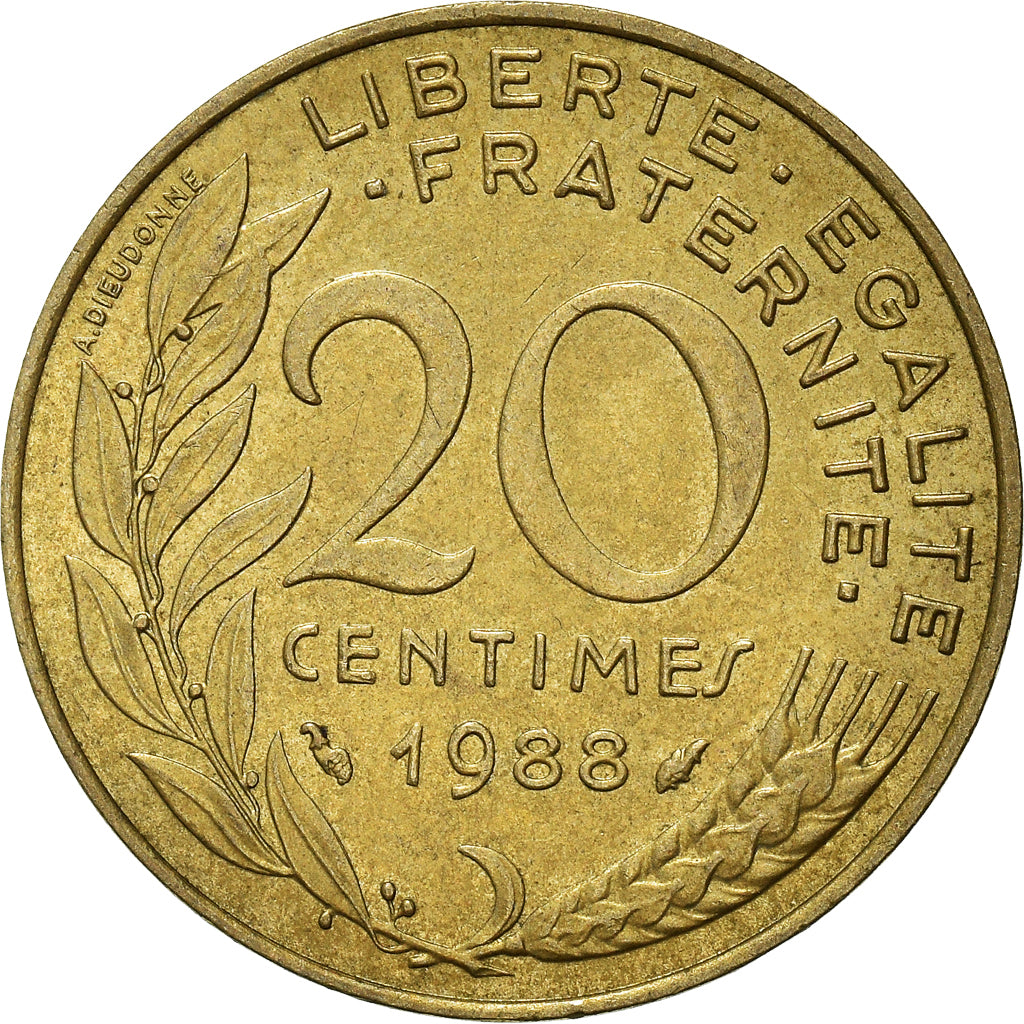 Moneda, Francia, 20 Centimes, 1988