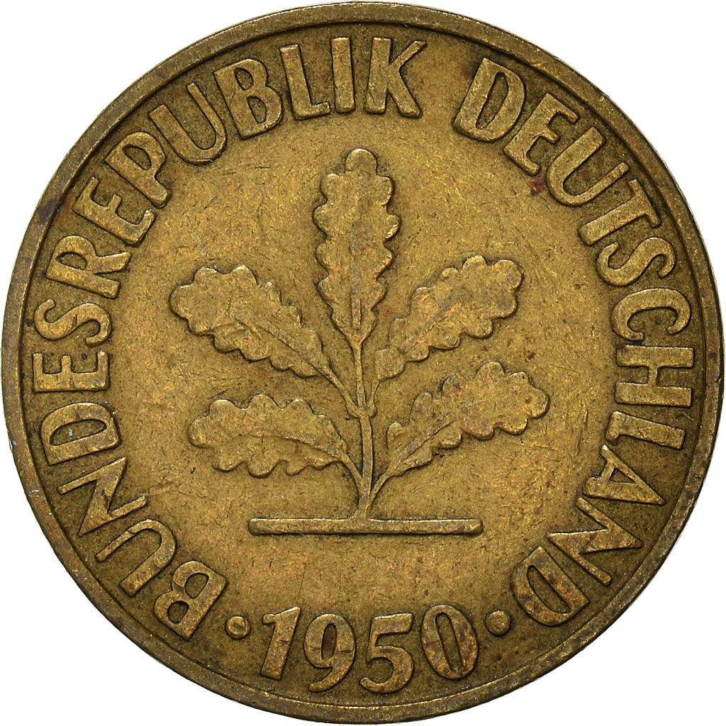 Moeda, ALEMANHA - REPÚBLICA FEDERAL, 10 Pfennig, 1950