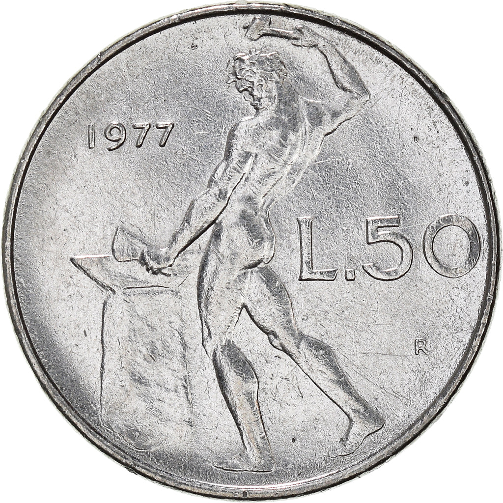 Münze, Italien, 50 Lire, 1977