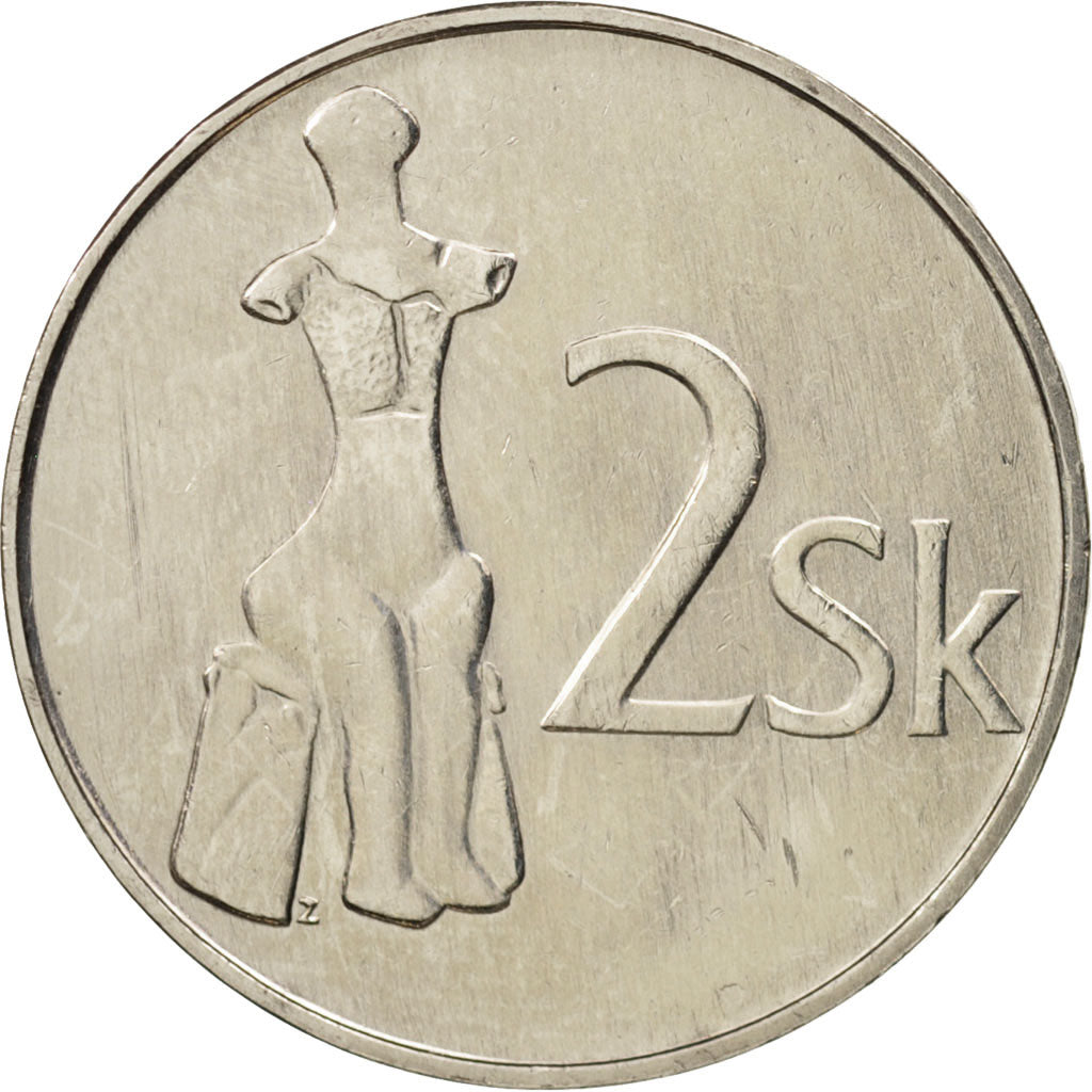 Slovakia, 2 Koruna, 1993, MS(63), Nickel plated steel, KM:13