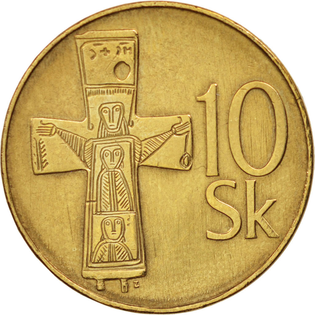 Slovakia, 10 Koruna, 1993, AU(55-58), Aluminum-Bronze, KM:11