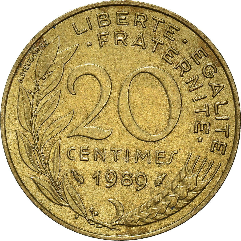 Moeda, França, 20 Centimes, 1989