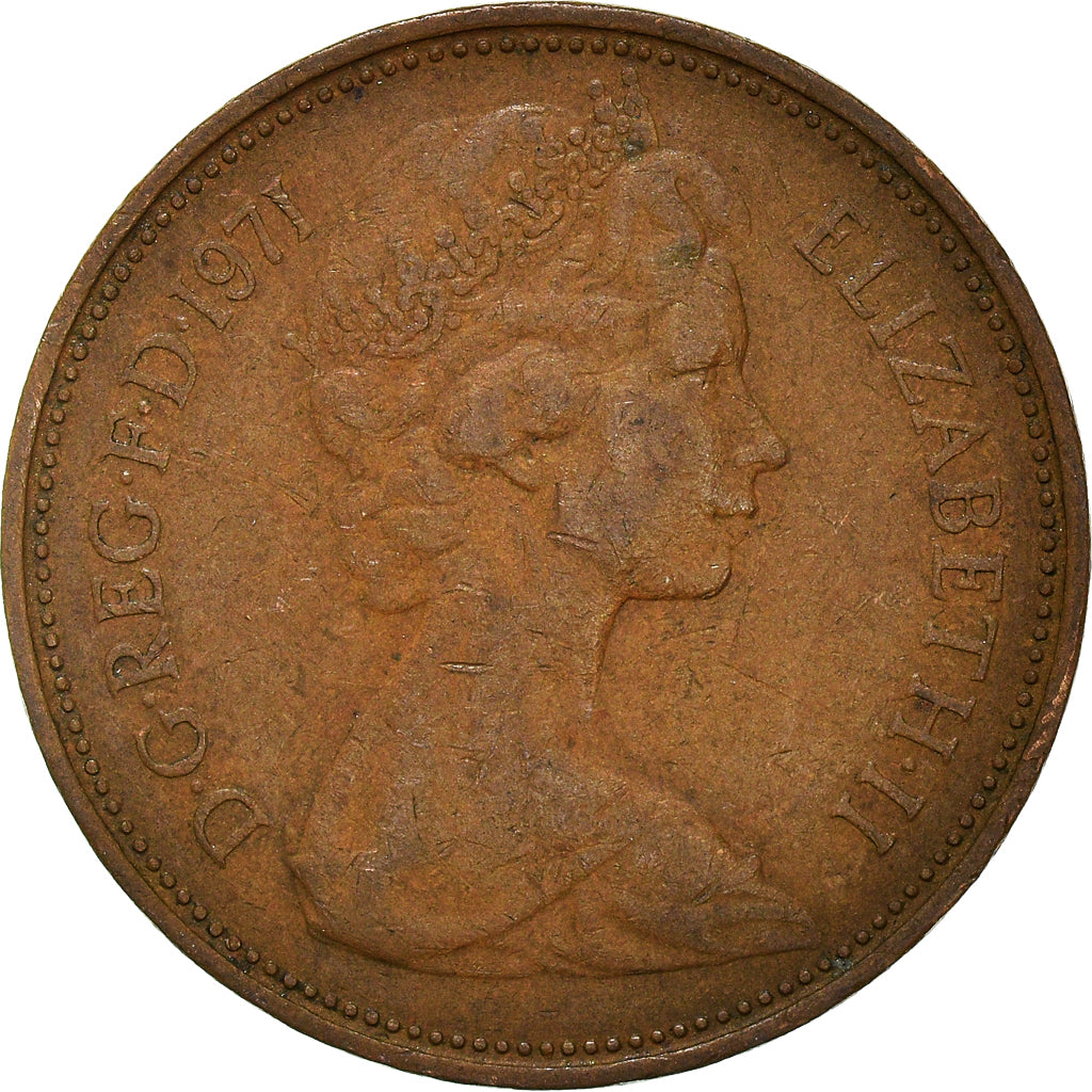 Münze, Großbritannien, 2 New Pence, 1971