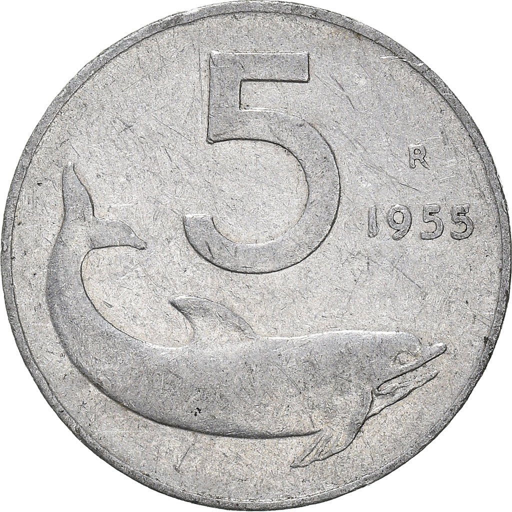 Coin, Italy, 5 Lire, 1955
