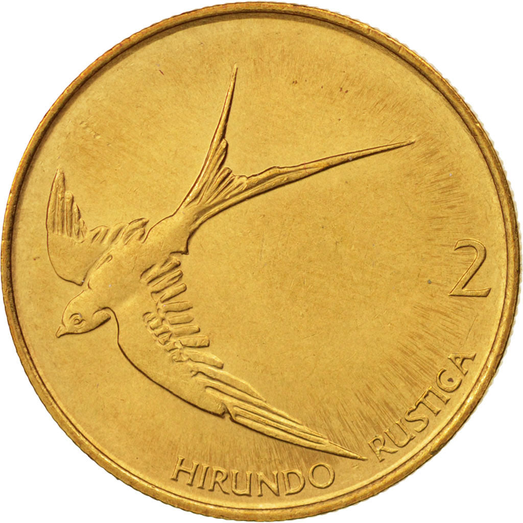 Slovenia, 2 Tolarja, 1992, AU(55-58), Nickel-brass, KM:5