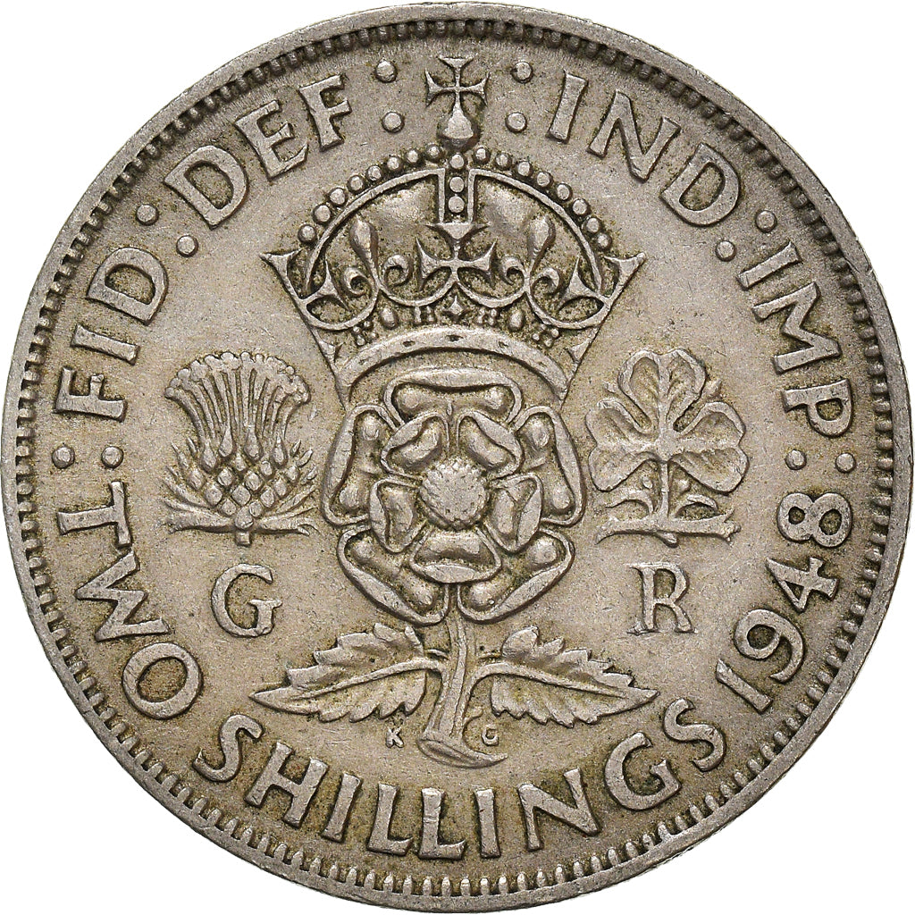 Monnaie, Grande-Bretagne, Florin, Two Shillings, 1948