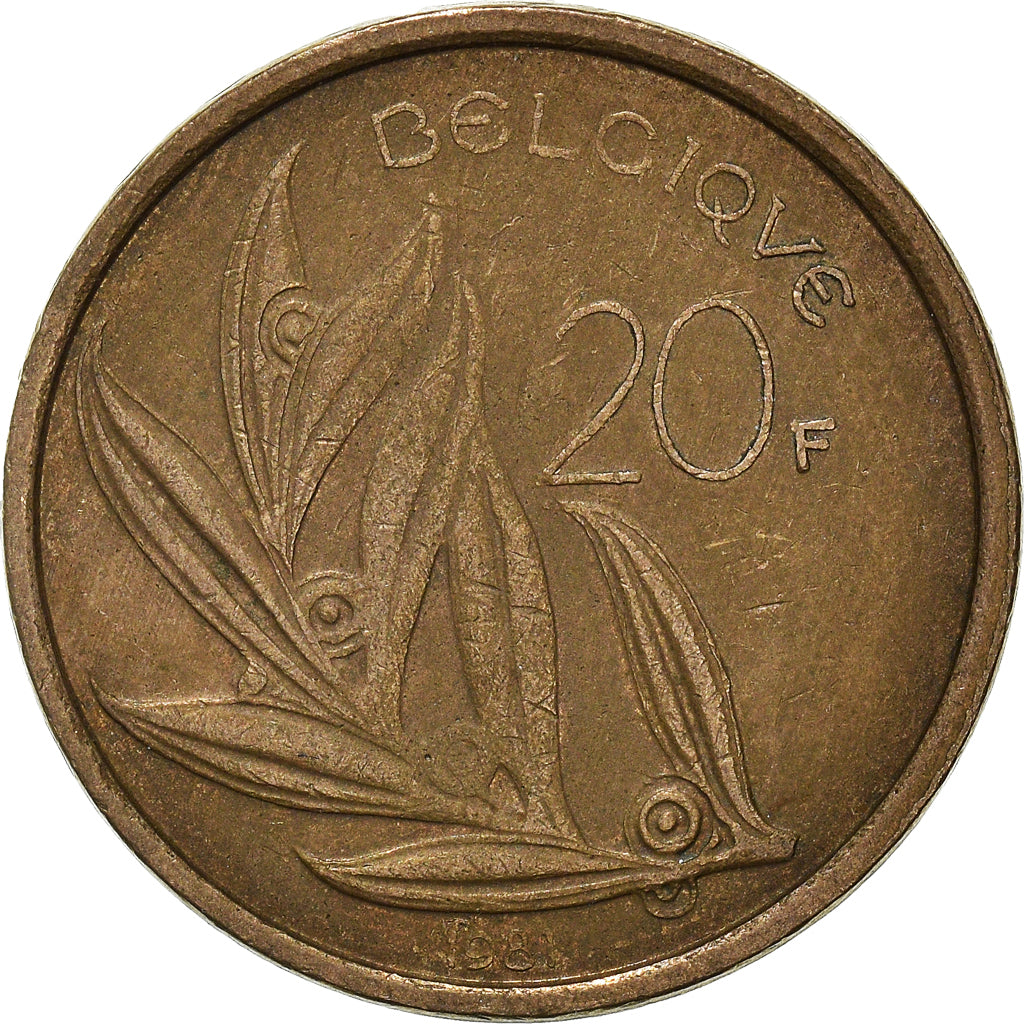 Coin, Belgium, 20 Francs, 20 Frank, 1981