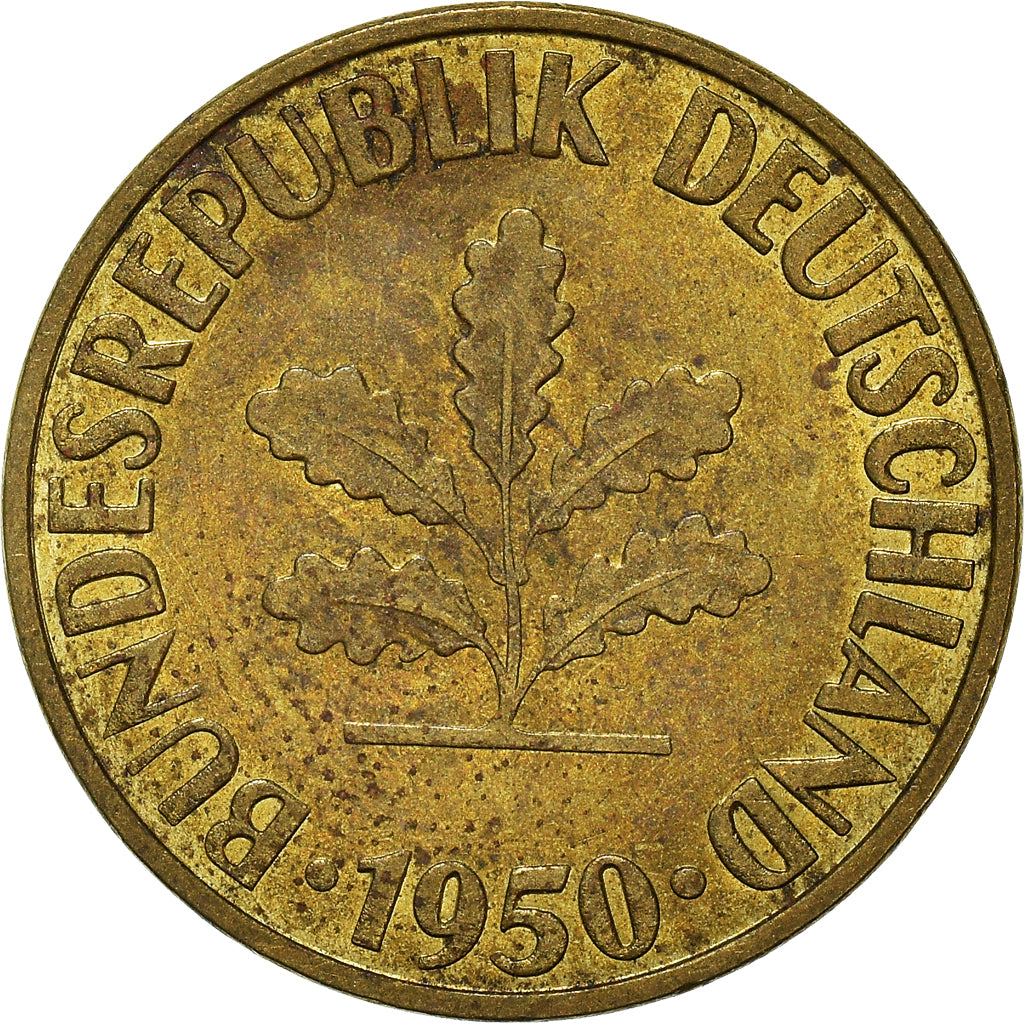 Moeda, ALEMANHA - REPÚBLICA FEDERAL, 10 Pfennig, 1950