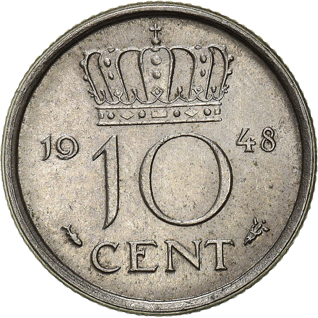 Moeda, Países Baixos, 10 Cents, 1948