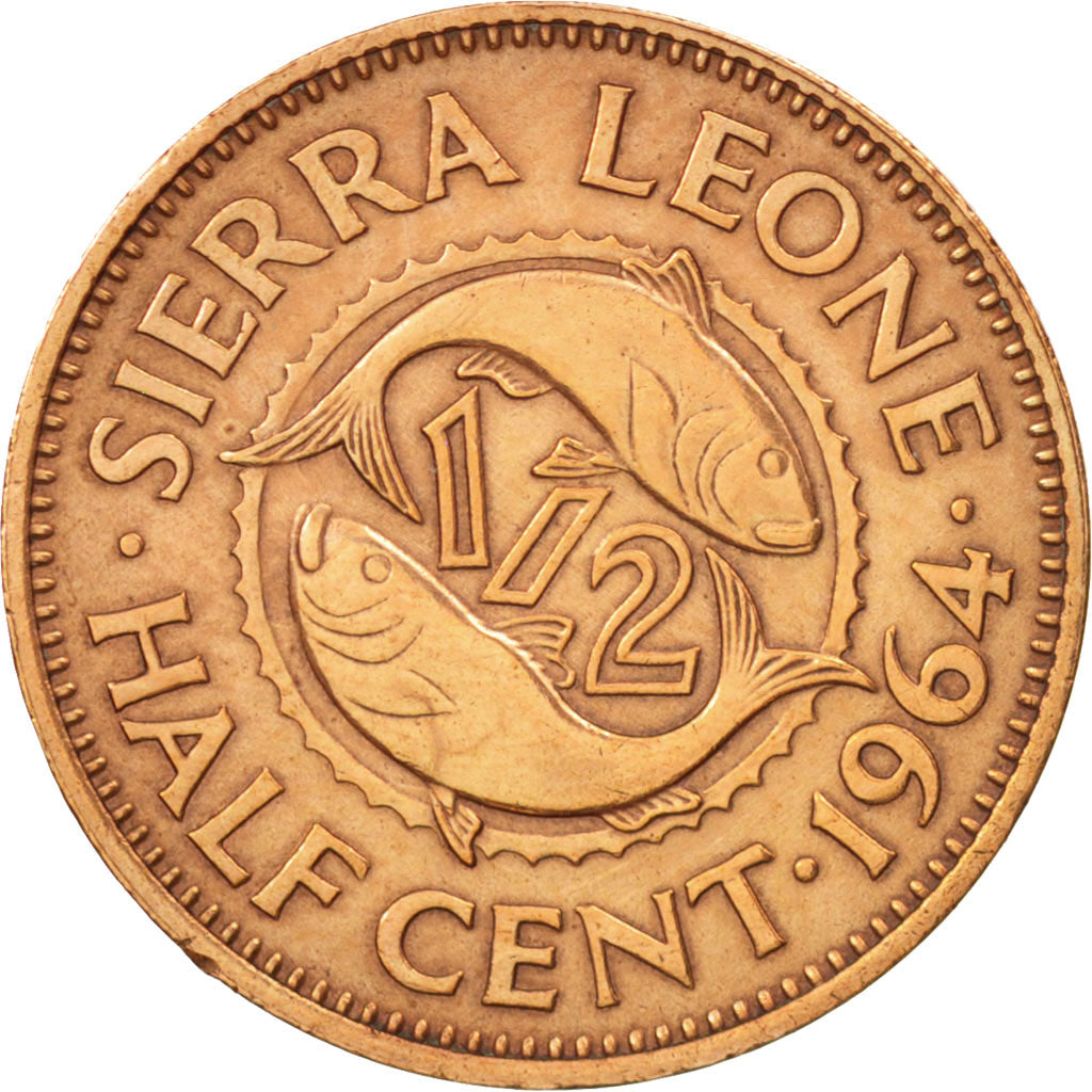Coin, Sierra Leone, 1/2 Cent, 1964, British Royal Mint, AU(55-58), Bronze, KM:16