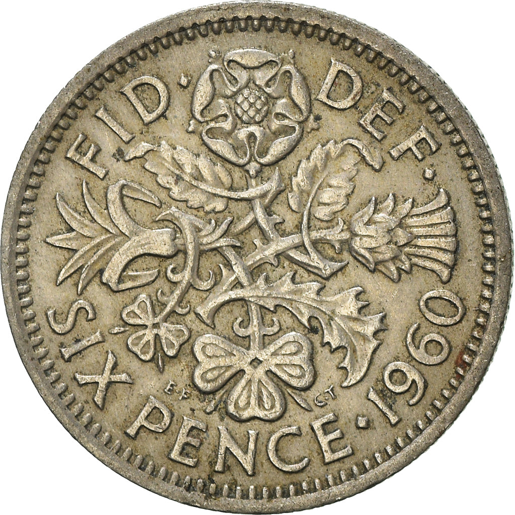 Monnaie, Grande-Bretagne, 6 Pence, 1960