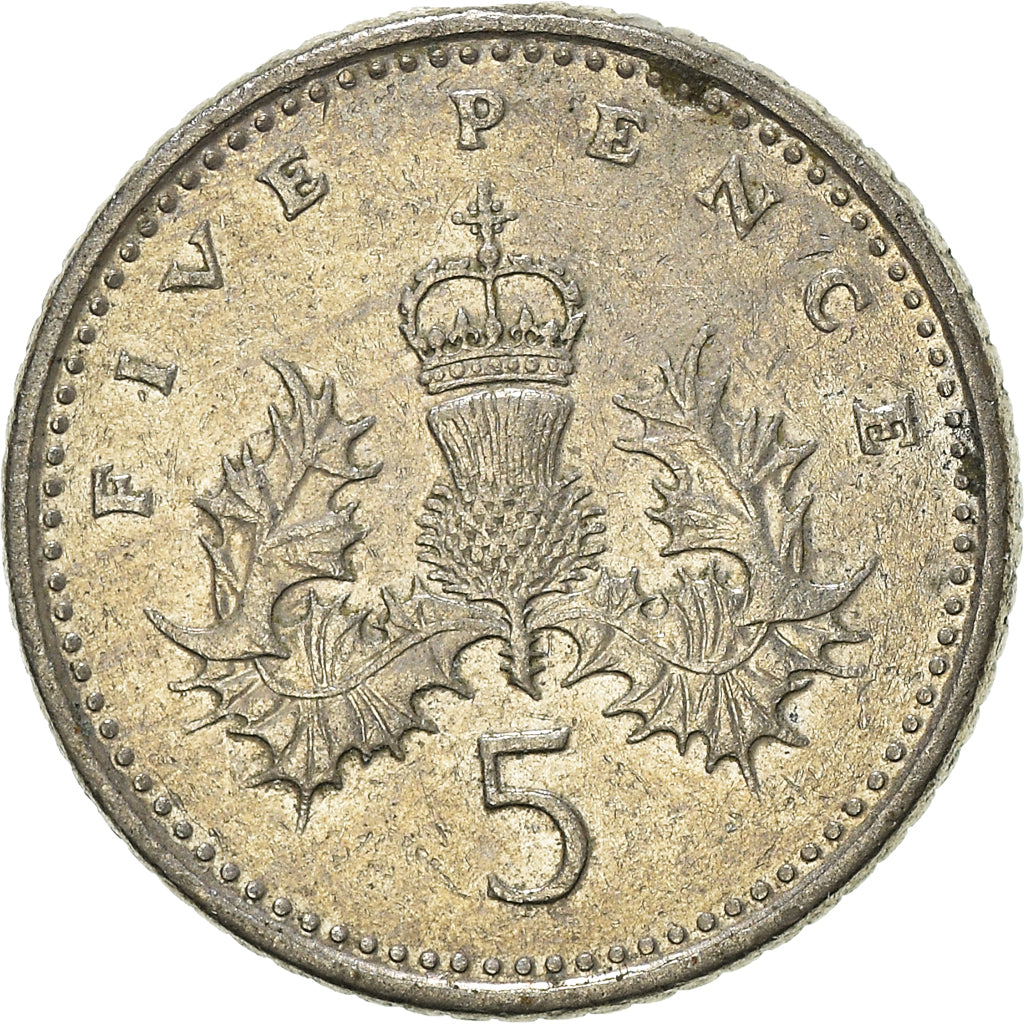 Münze, Großbritannien, 5 Pence, 1990
