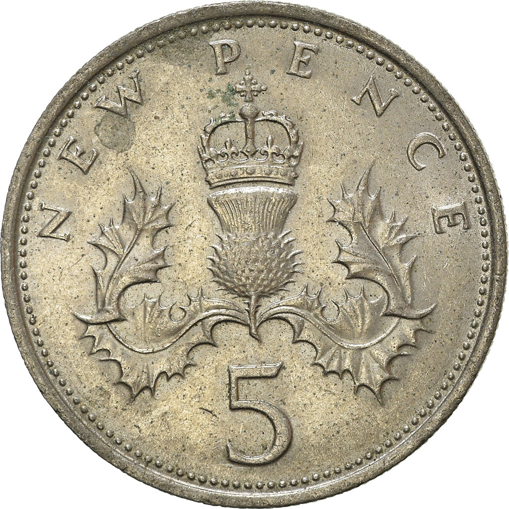 Coin, Great Britain, 5 New Pence, 1971