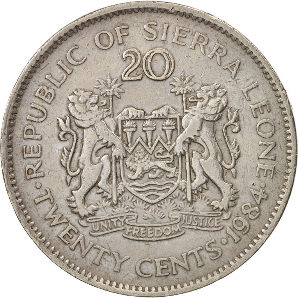 Coin, Sierra Leone, 20 Cents, 1984, EF(40-45), Copper-nickel, KM:30