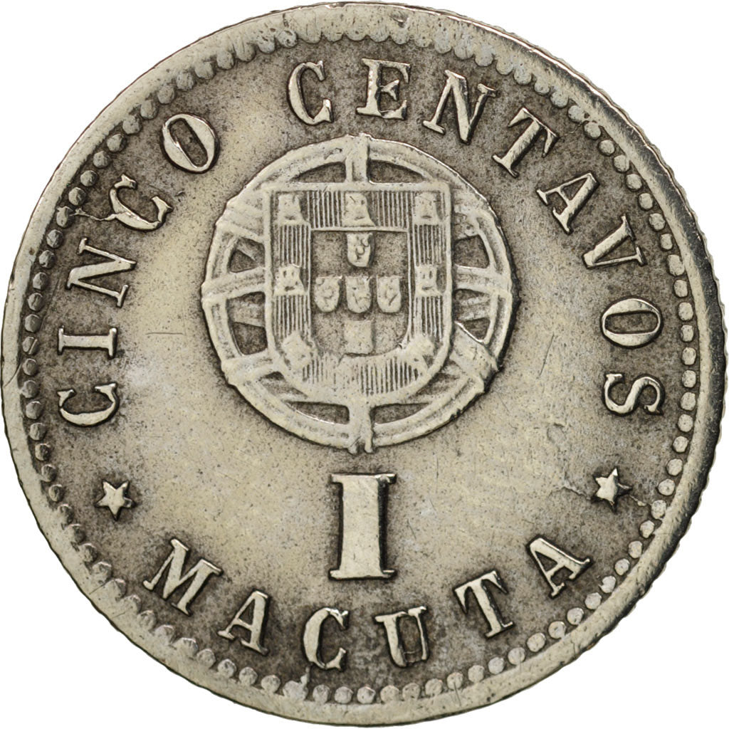 Angola, 5 Centavos, 1 Macuta, 1927, BB, Nichel-bronzo, KM:66