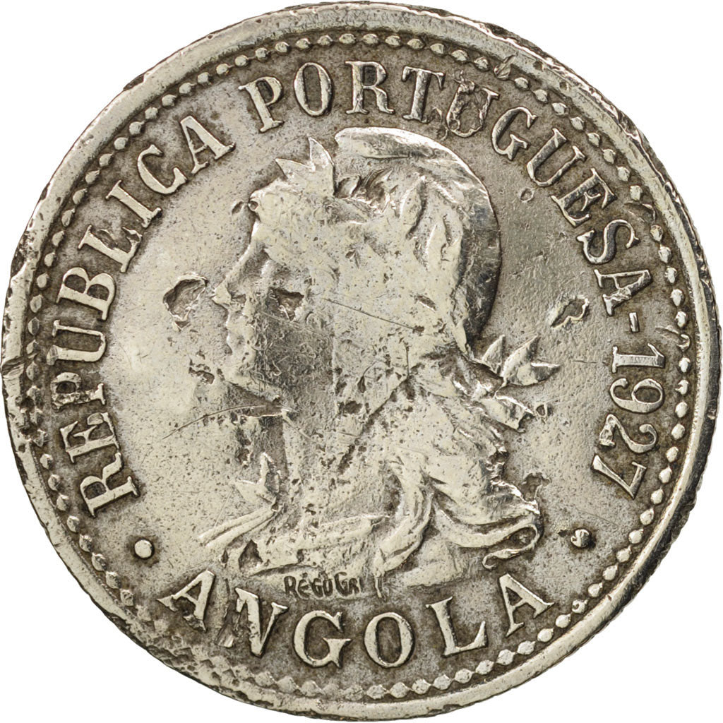 Angola, 10 Centavos, 2 Macutas, 1927, F(12-15), Copper-nickel, KM:67