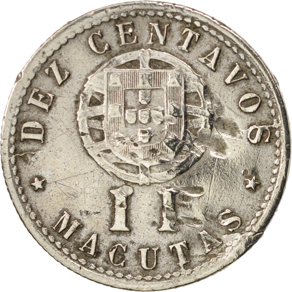 Angola, 10 Centavos, 2 Macutas, 1927, F(12-15), Copper-nickel, KM:67