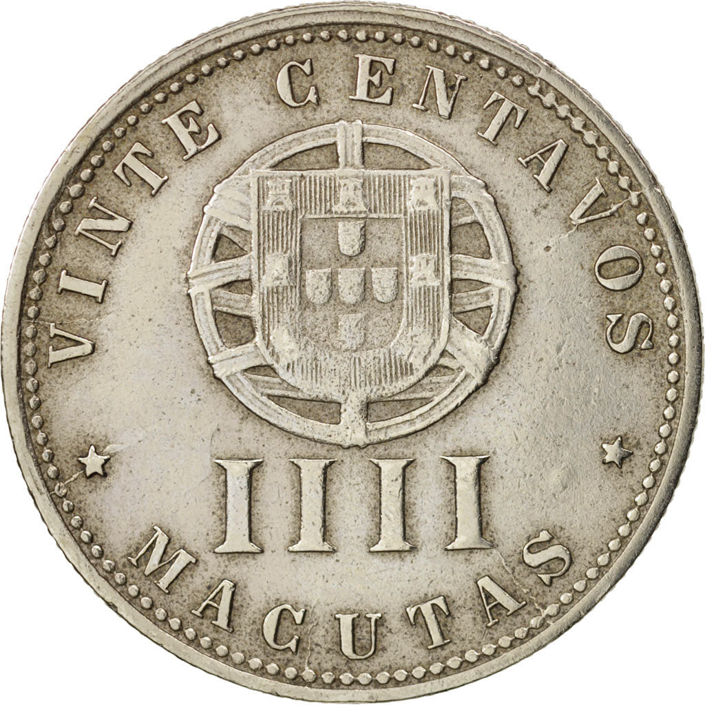 Coin, Angola, 20 Centavos, 4 Macutas, 1927, EF(40-45), Copper-nickel, KM:68