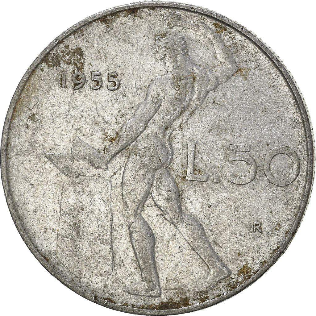Münze, Italien, 50 Lire, 1955