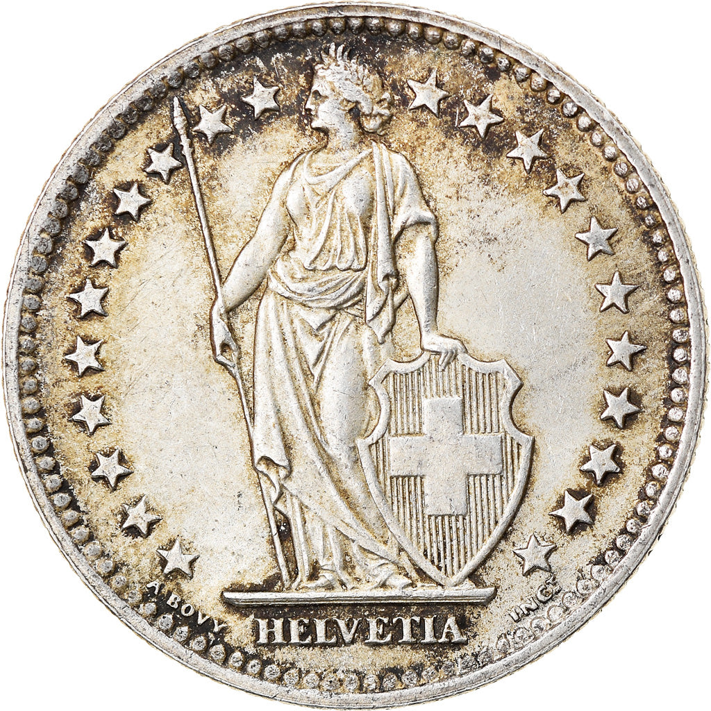 Coin, Switzerland, 2 Francs, 1947, Bern, EF(40-45), Silver, KM:21
