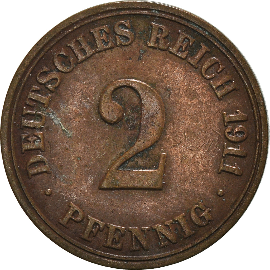 Coin, GERMANY - EMPIRE, 2 Pfennig, 1911