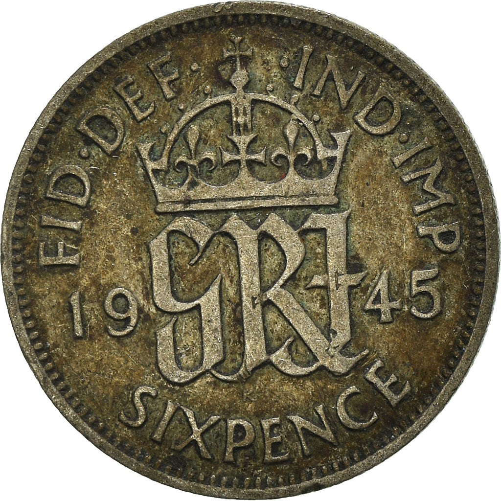 Coin, Great Britain, 6 Pence, 1945
