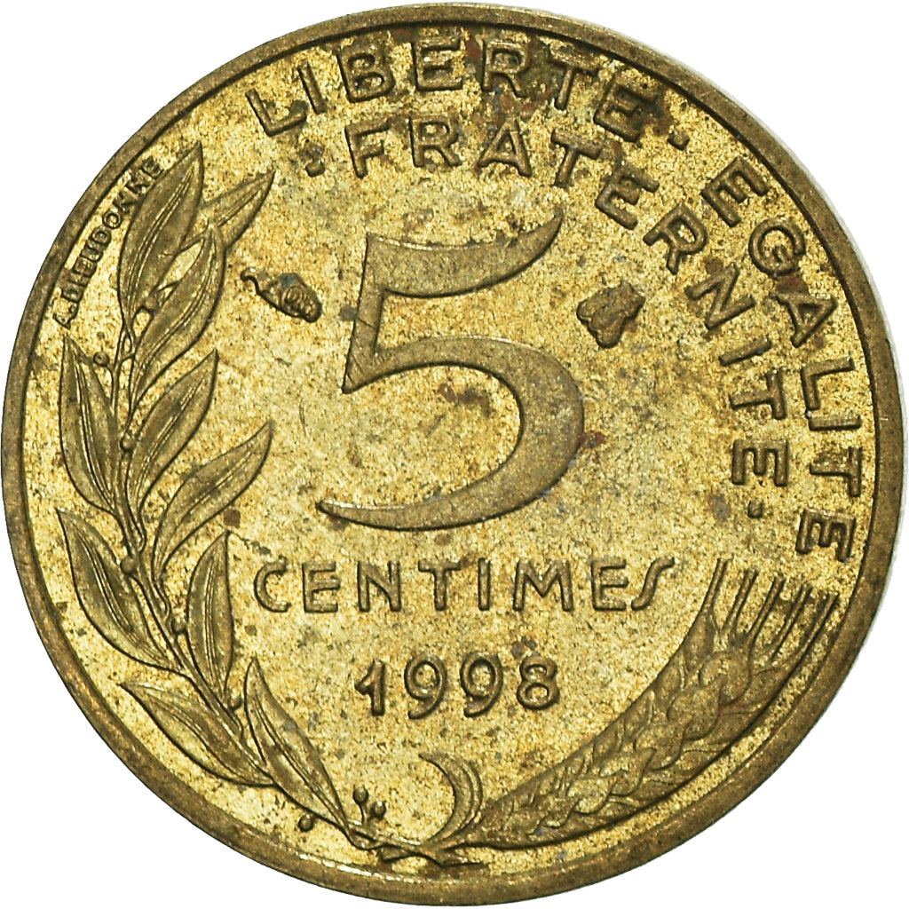 Moeda, França, 5 Centimes, 1998