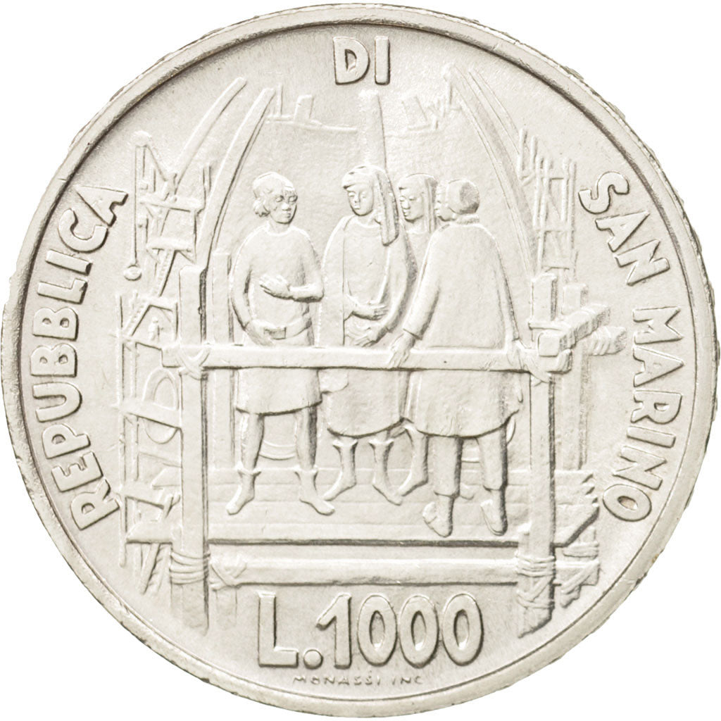 Coin, San Marino, 1000 Lire, 1977, Rome, MS(64), Silver, KM:72