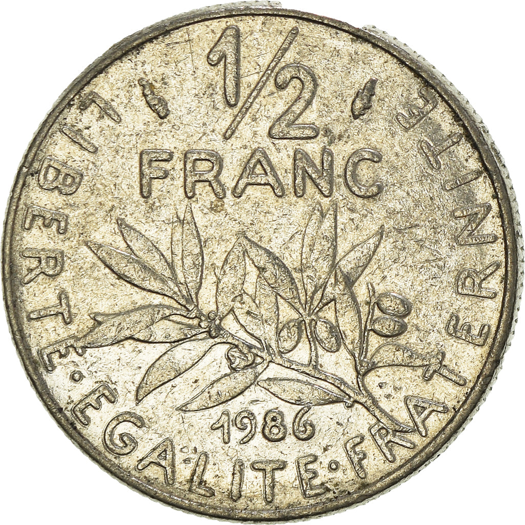 Münze, Frankreich, 1/2 Franc, 1986