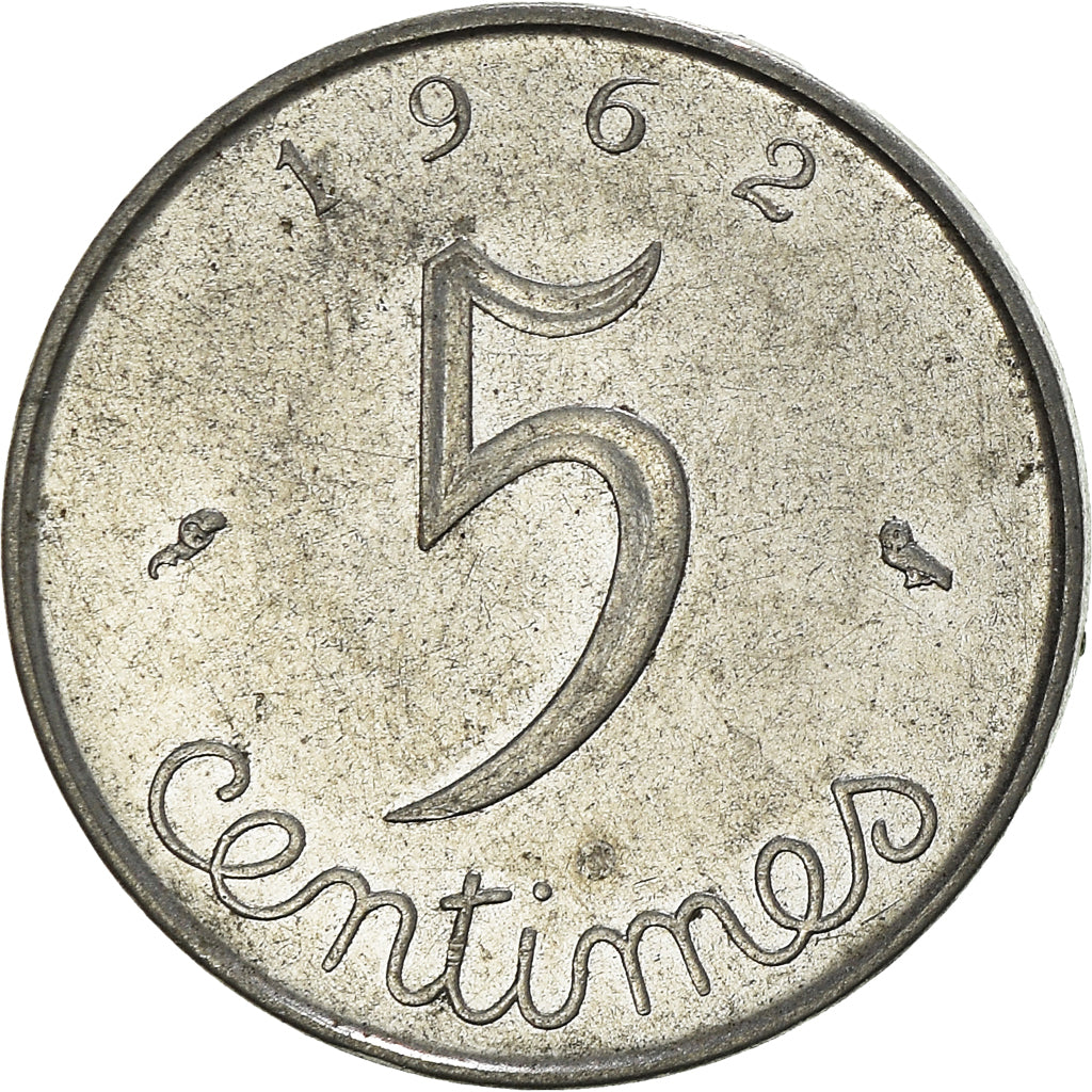 Moneta, Francja, 5 Centimes, 1962