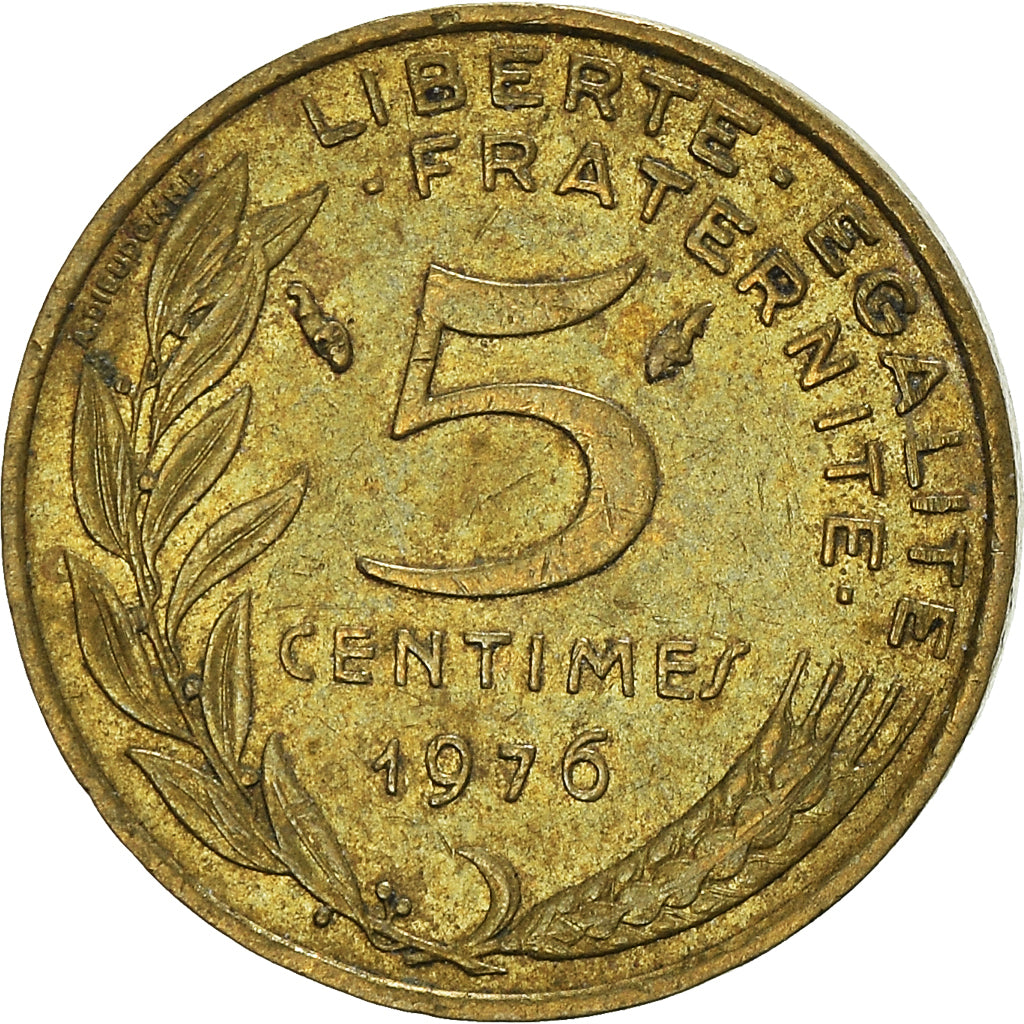 Moneta, Francja, 5 Centimes, 1976