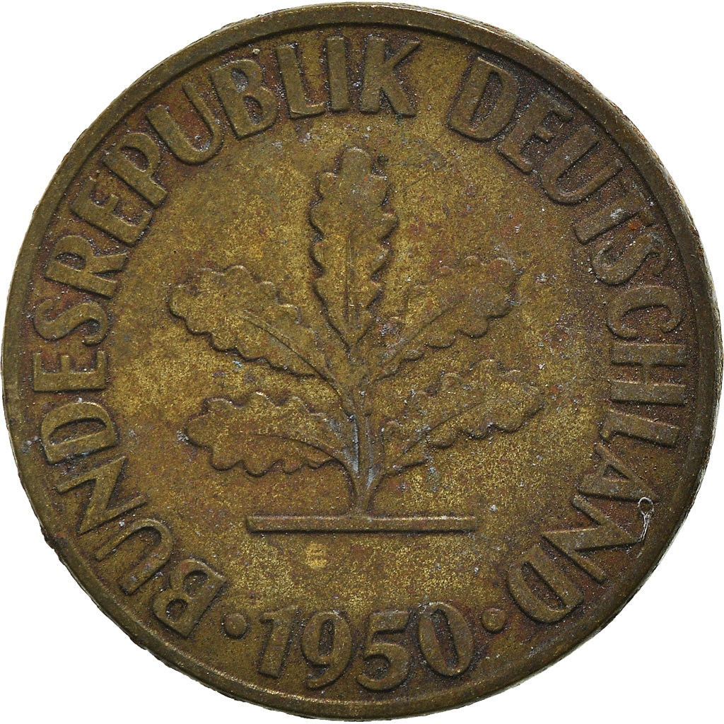 Moeda, ALEMANHA - REPÚBLICA FEDERAL, 10 Pfennig, 1950