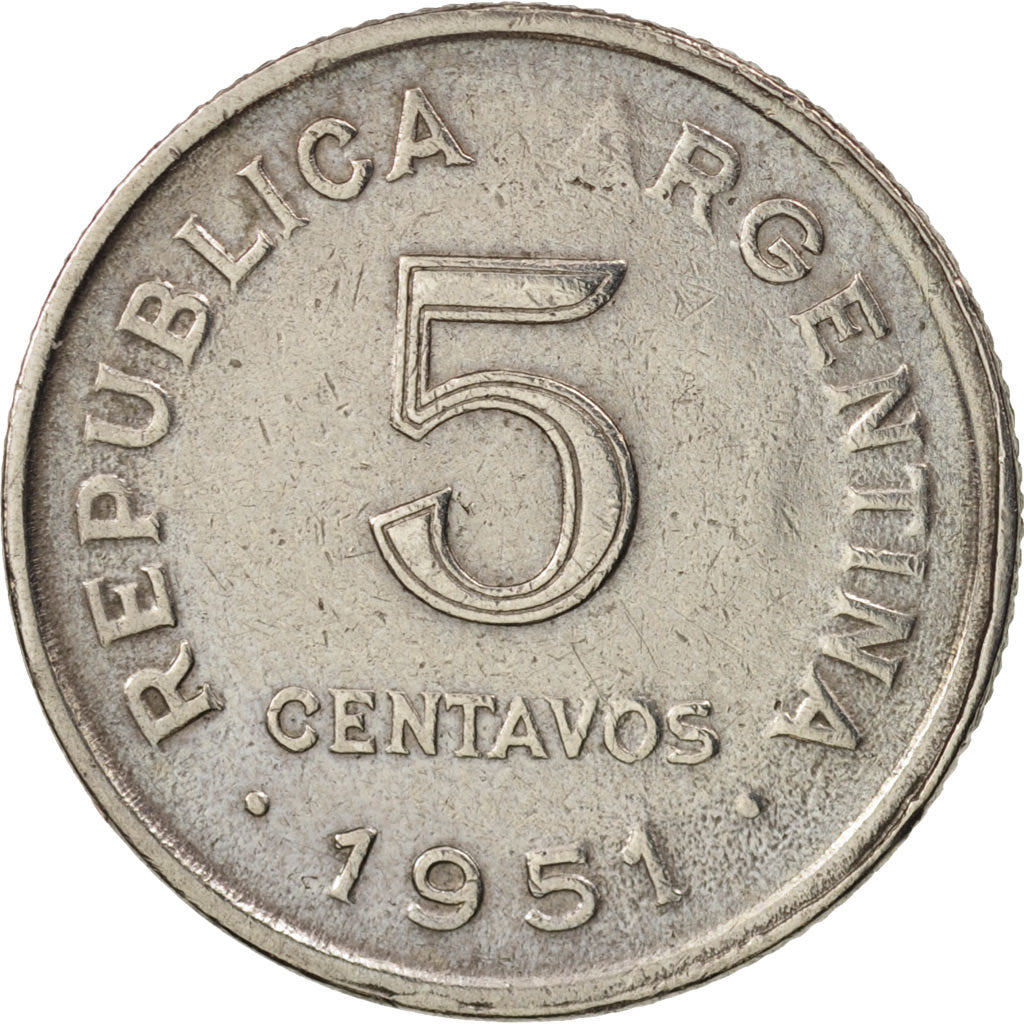 Argentina, 5 Centavos, 1951, AU(50-53), Copper-nickel, KM:46