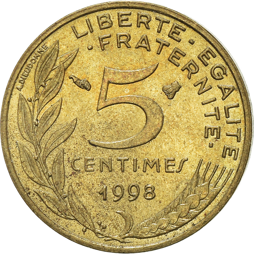 Coin, France, 5 Centimes, 1998