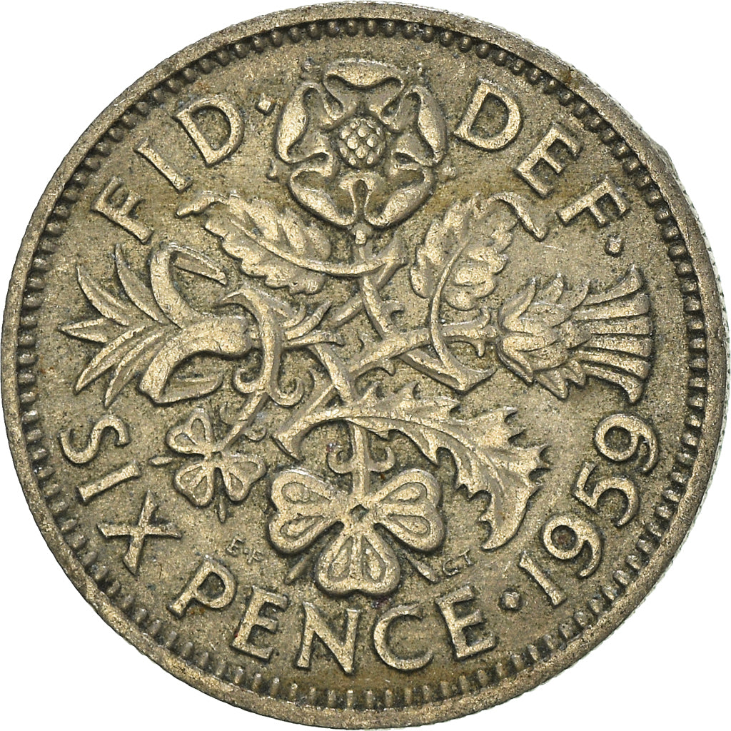 Coin, Great Britain, 6 Pence, 1959
