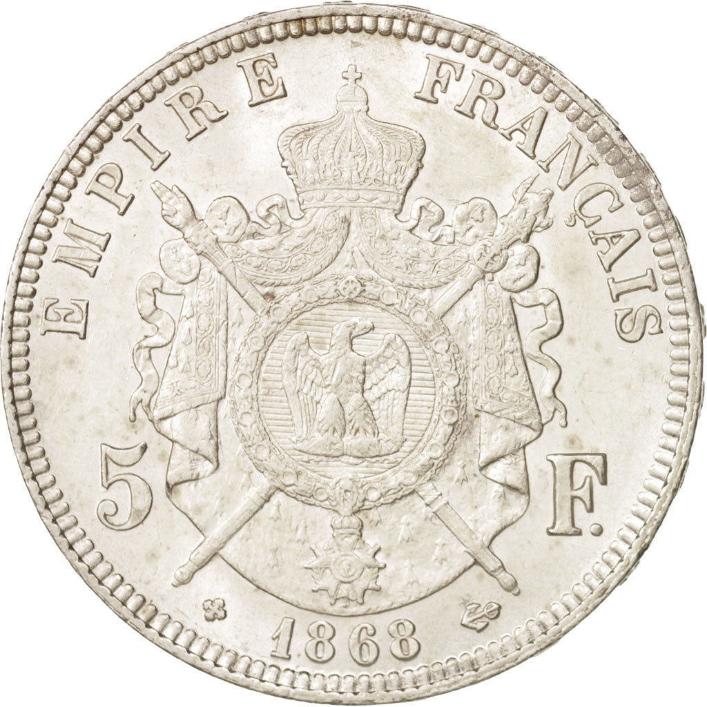 Moneta, Francia, Napoléon III, 5 Francs, 1868, Strasbourg, SPL-, Argento