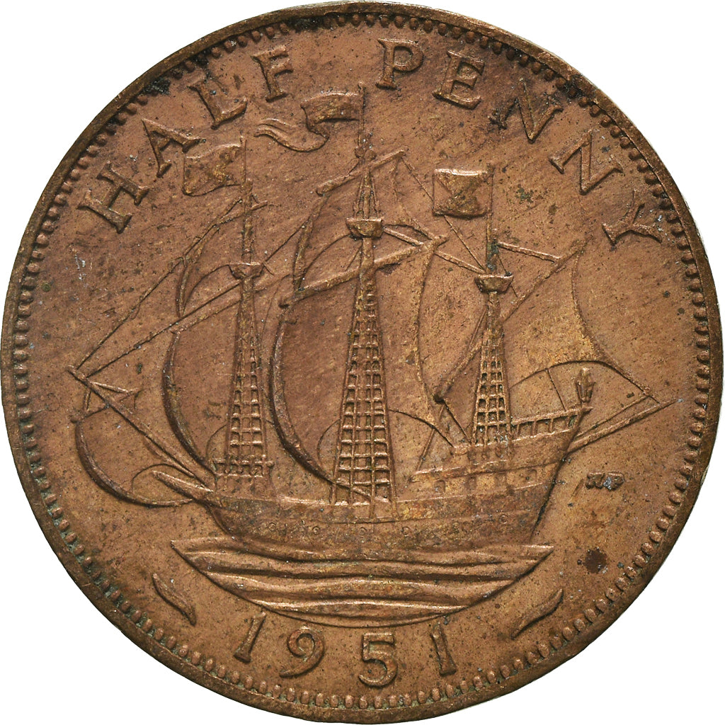 Monnaie, Grande-Bretagne, 1/2 Penny, 1951