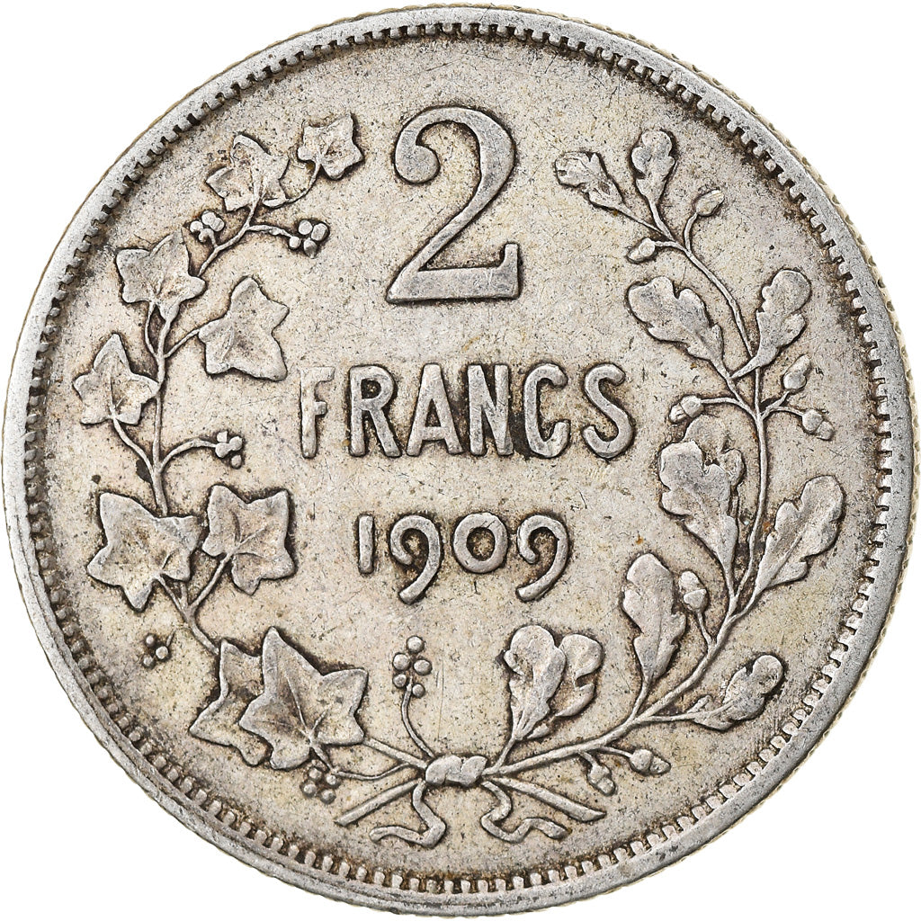 Coin, Belgium, 2 Francs, 2 Frank, 1909, VF(30-35), Silver, KM:58.1