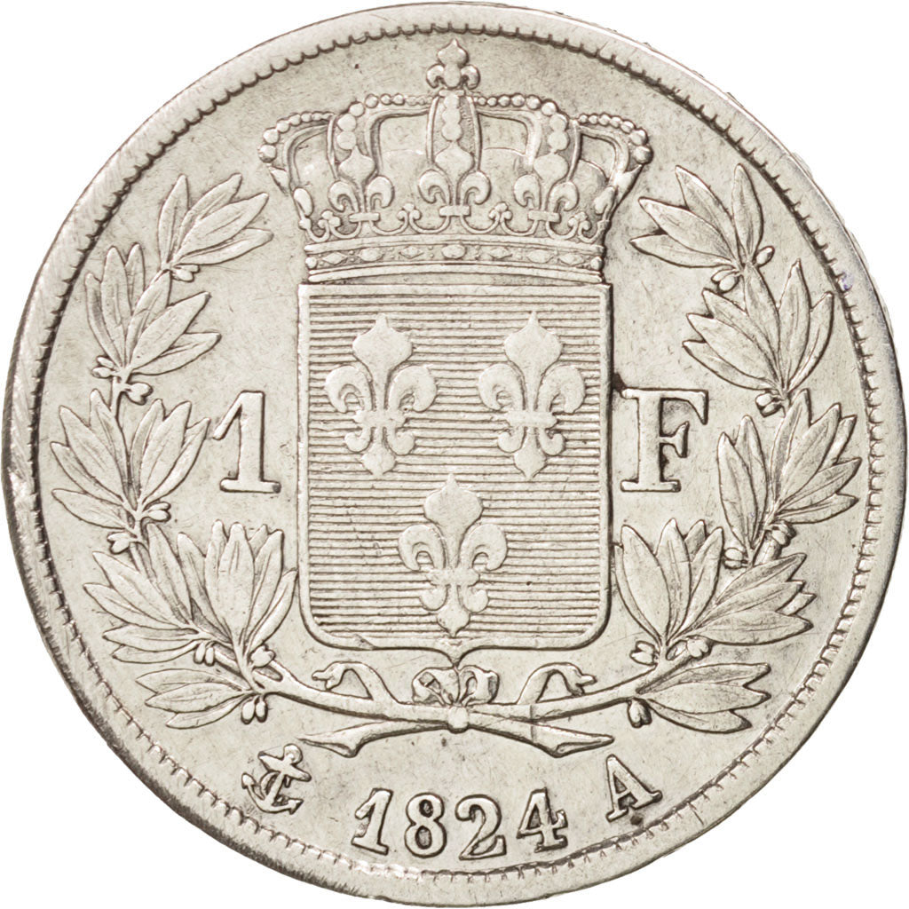 France, Louis XVIII, Franc, 1824, Paris, TTB, Argent, KM:709.1
