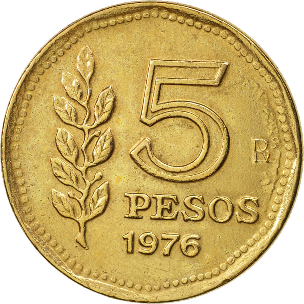Coin, Argentina, 5 Pesos, 1976, AU(50-53), Aluminum-Bronze, KM:71
