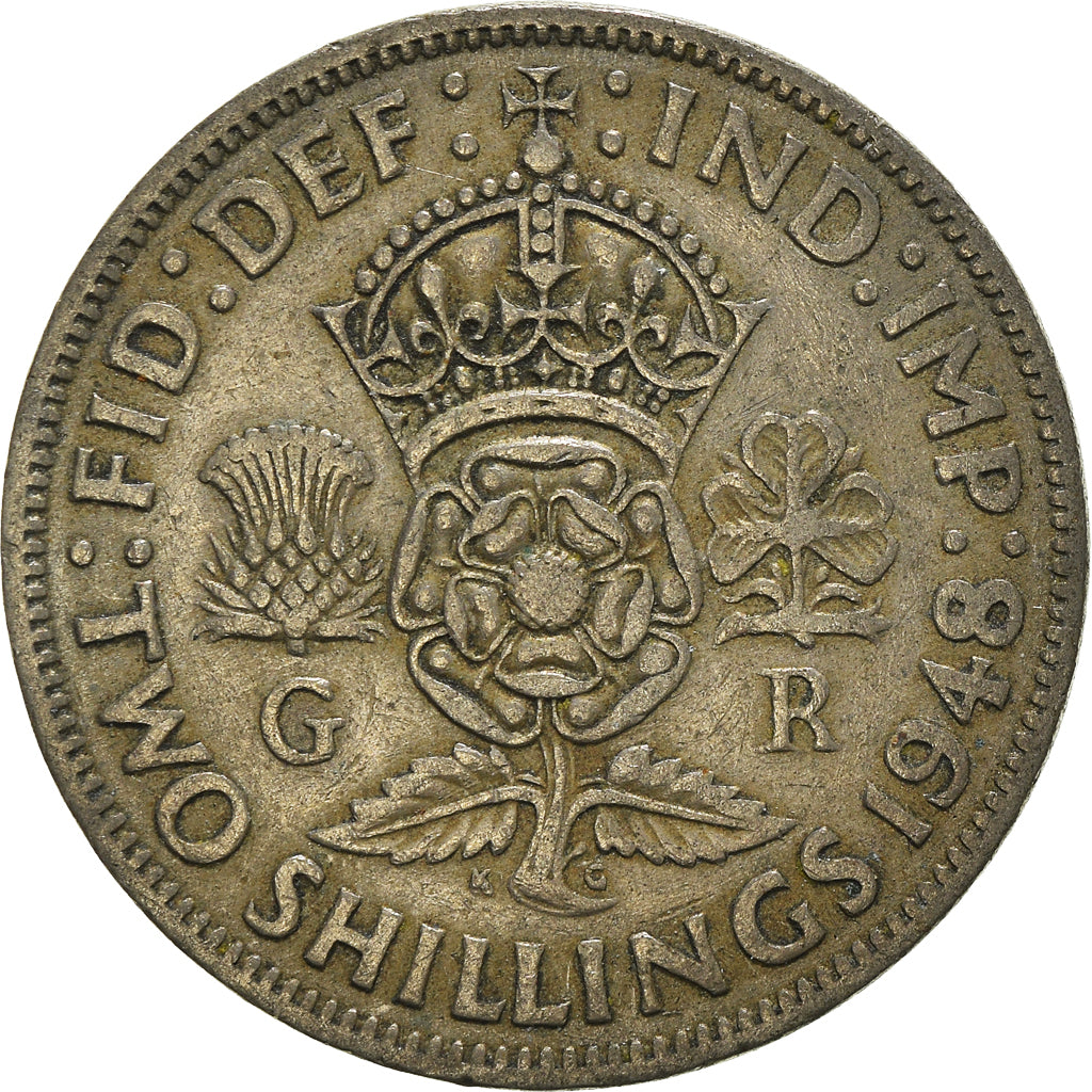 Monnaie, Grande-Bretagne, Florin, Two Shillings, 1948