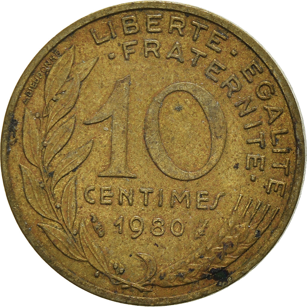 Moeda, França, 10 Centimes, 1980