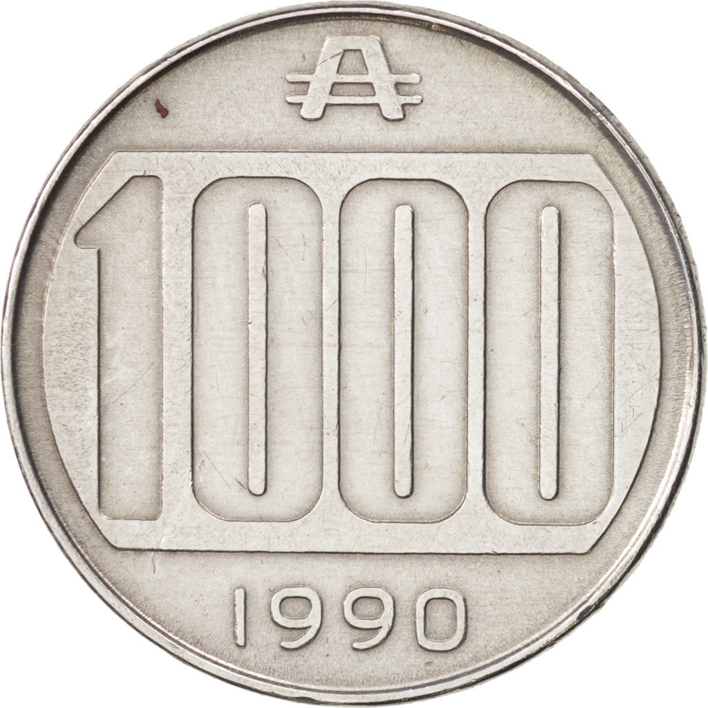 Argentina, 1000 Australes, 1990, AU(50-53), Aluminum, KM:105