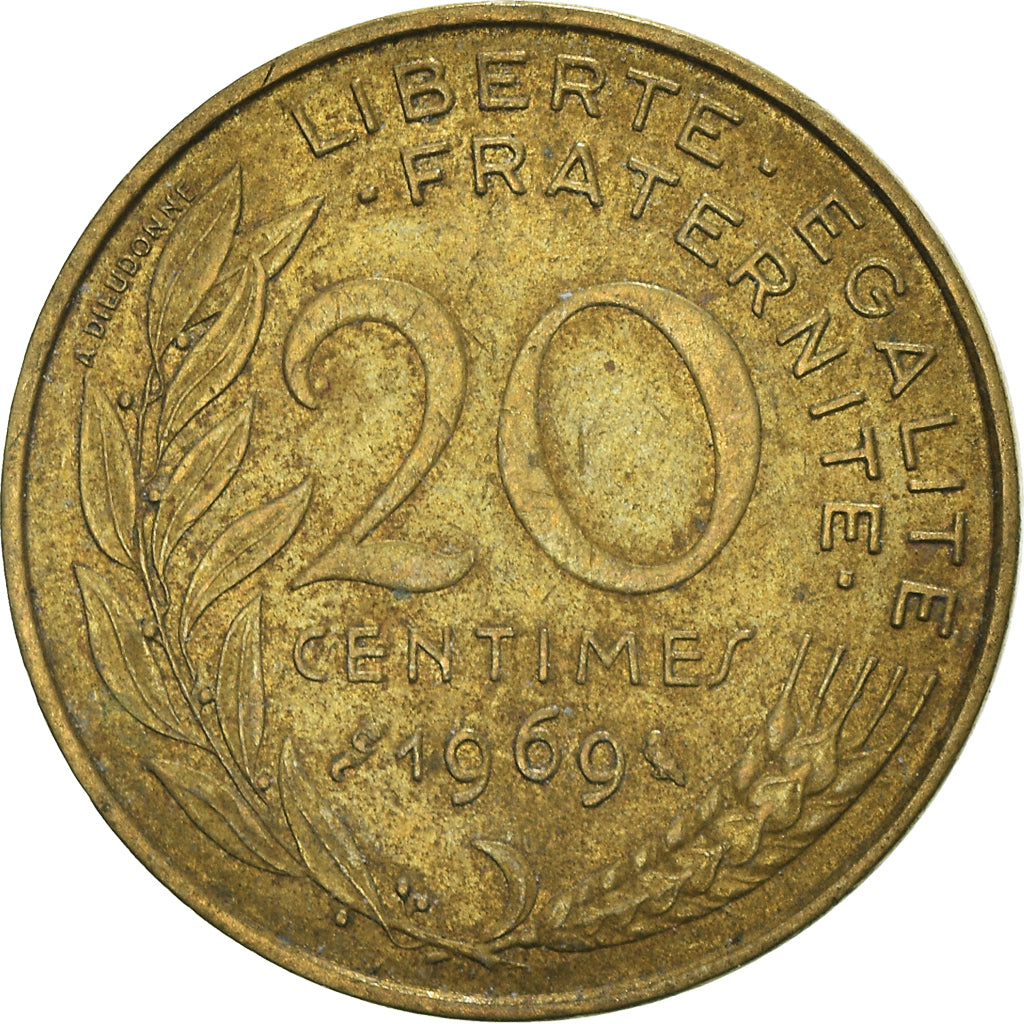 Moneta, Francia, 20 Centimes, 1969