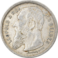 Moeda, Bélgica, 2 Francs, 2 Frank, 1909, VF(30-35), Prata, KM:58.1